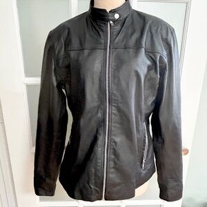 Women's 3XL Cava Black Leather Moto Jacket
